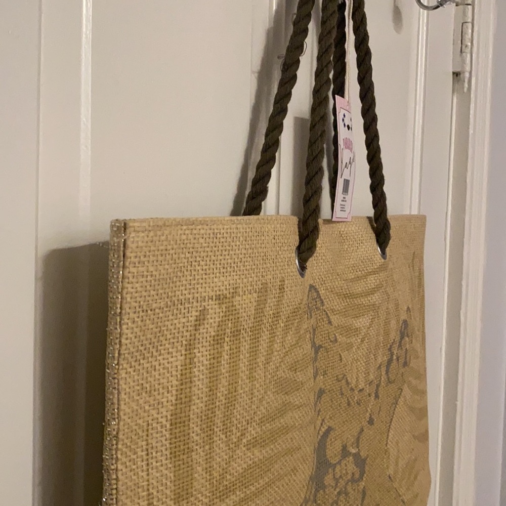❌SOLD❌ NWT Paradise Bags - Tan/Neutral Starfish Shoulder Tote Bag Beach Bag - Picture 4 of 9